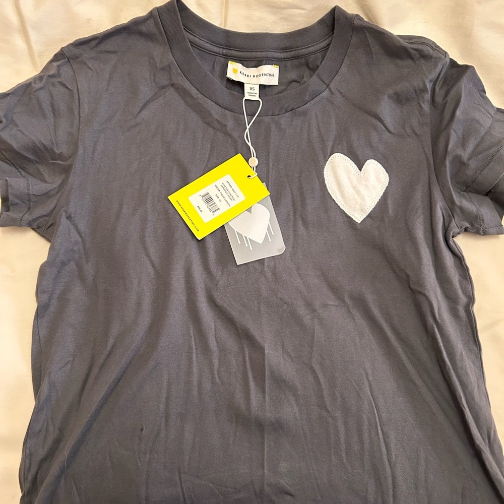 Kids Short Sleeve Heart Tee in Dark Gray